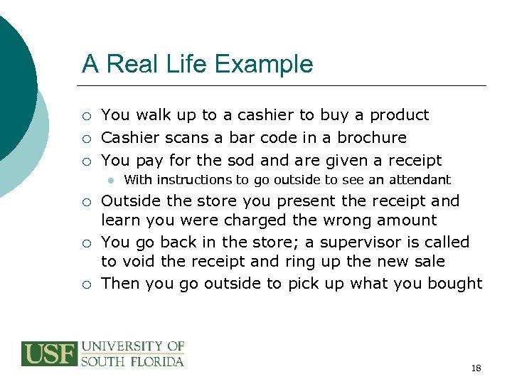 A Real Life Example ¡ ¡ ¡ You walk up to a cashier to