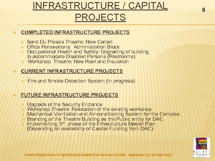 INFRASTRUCTURE / CAPITAL PROJECTS COMPLETED INFRASTRUCTURE PROJECTS Ø Ø CURRENT INFRASTRUCTURE PROJECTS Ø Sand