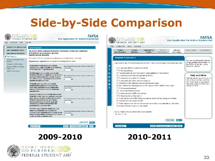 Side-by-Side Comparison 2009 -2010 -2011 33 