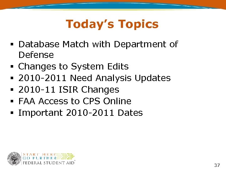 Today’s Topics § Database Match with Department of Defense § Changes to System Edits
