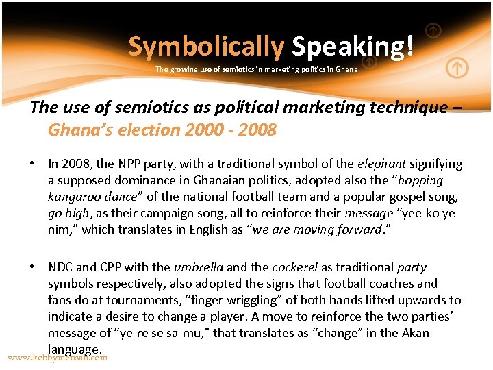 Symbolically Speaking! The growing use of semiotics in marketing politics in Ghana The use