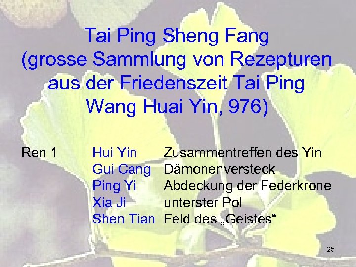 Tai Ping Sheng Fang (grosse Sammlung von Rezepturen aus der Friedenszeit Tai Ping Wang