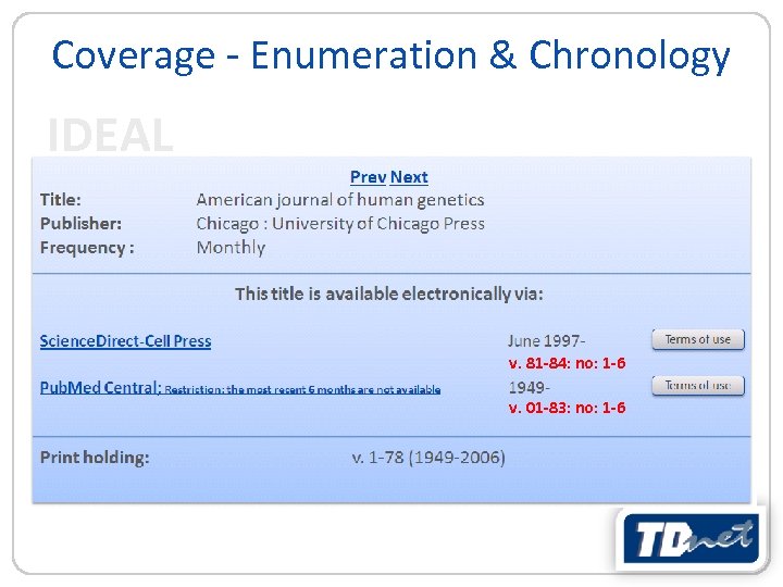 Coverage - Enumeration & Chronology IDEAL v. 81 -84: no: 1 -6 v. 01
