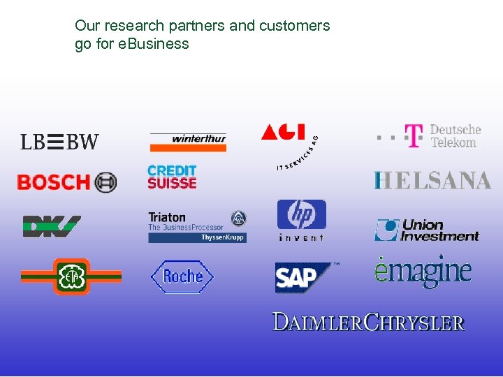 Our research partners and customers go for e. Business Hubert Österle Slide 8 