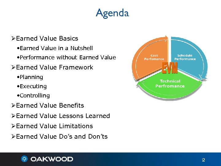 Agenda ØEarned Value Basics • Earned Value in a Nutshell • Performance without Earned