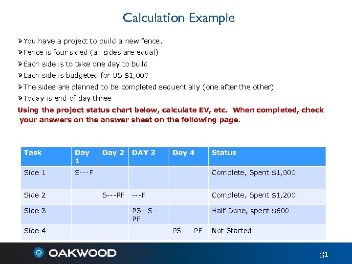 Calculation Example ØYou have a project to build a new fence. ØFence is four