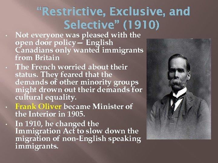 “Restrictive, Exclusive, and Selective” (1910) • • Not everyone was pleased with the open