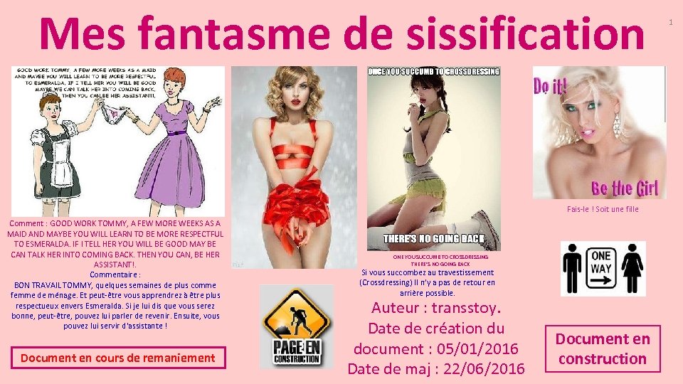 Mes fantasme de sissification Fais-le ! Soit une fille Comment : GOOD WORK TOMMY,