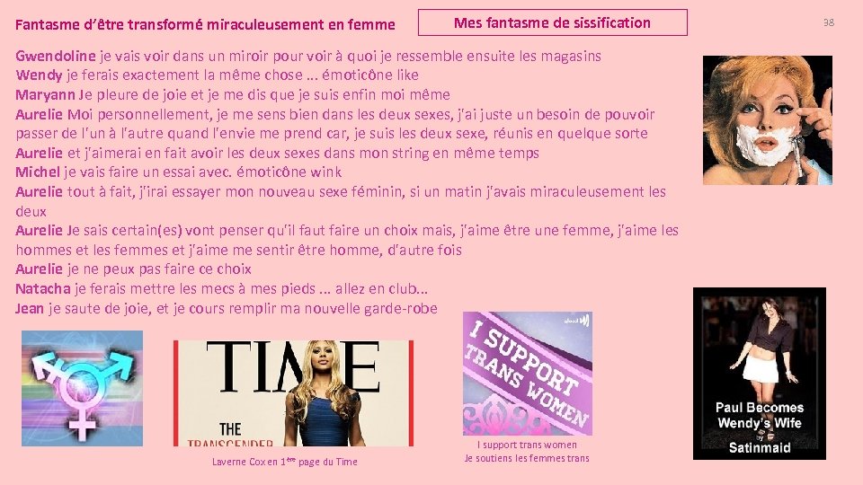 Fantasme d’être transformé miraculeusement en femme Mes fantasme de sissification Gwendoline je vais voir