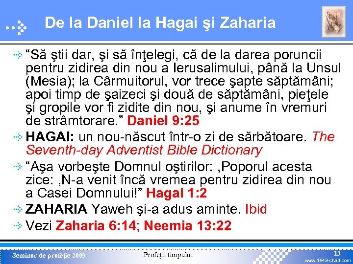 De la Daniel la Hagai şi Zaharia “Să ştii dar, şi să înţelegi, că