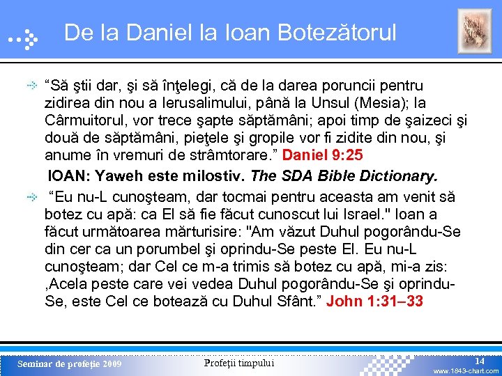 De la Daniel la Ioan Botezătorul “Să ştii dar, şi să înţelegi, că de