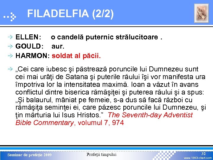 FILADELFIA (2/2) ELLEN: o candelă puternic strălucitoare. GOULD: aur. HARMON: soldat al păcii. „Cei