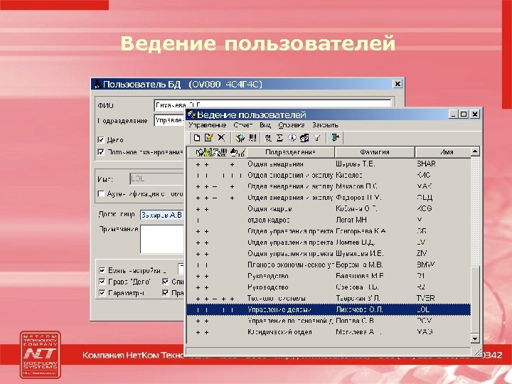 Ведение пользователей 