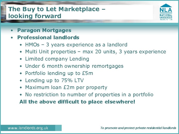 The Buy to Let Marketplace – looking forward • Paragon Mortgages • Professional landlords