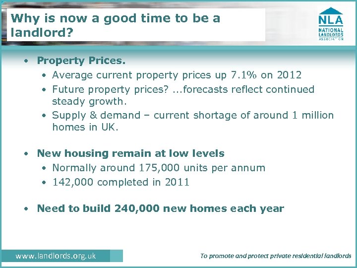 Why is now a good time to be a landlord? • Property Prices. •