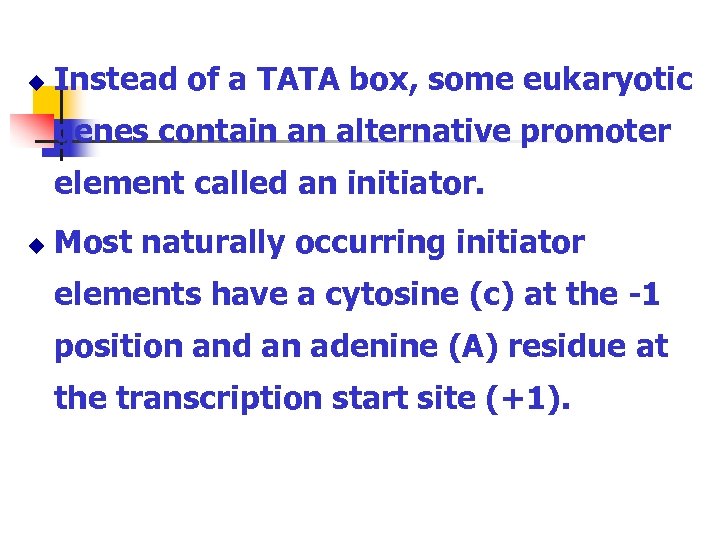 u Instead of a TATA box, some eukaryotic genes contain an alternative promoter element