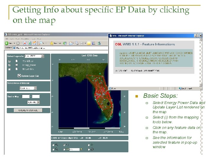 Getting Info about specific EP Data by clicking on the map n Basic Steps: