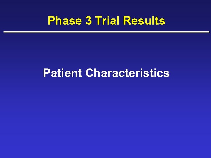 Phase 3 Trial Results Patient Characteristics 