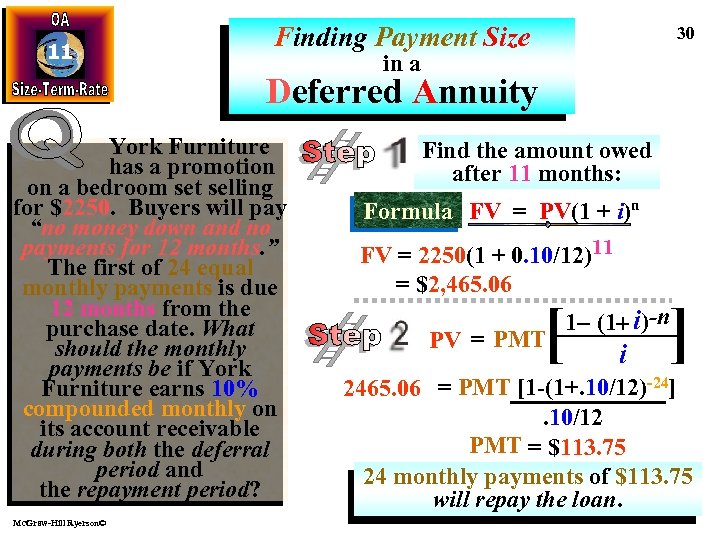 11 Finding Payment Size 30 in a Deferred Annuity York Furniture has a promotion