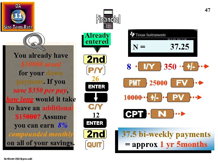 47 11 Already entered You already have $10000 saved for your down payment. If