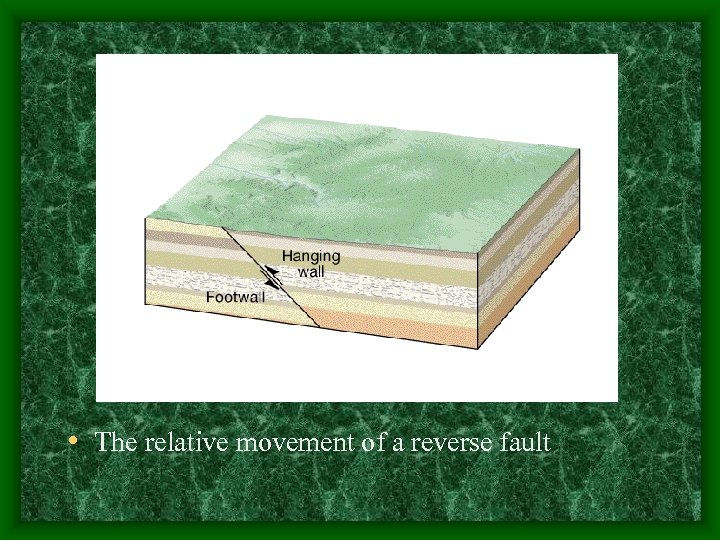  • The relative movement of a reverse fault 