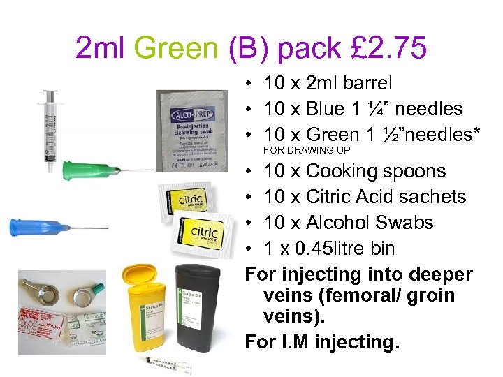 2 ml Green (B) pack £ 2. 75 • 10 x 2 ml barrel