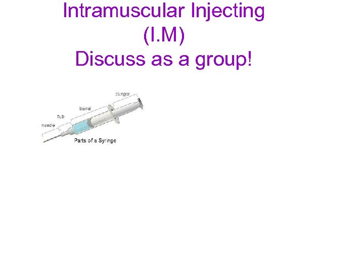 Intramuscular Injecting (I. M) Discuss as a group! 