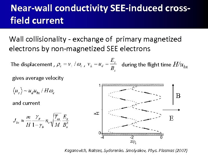 Near-wall conductivity SEE-induced crossfield current Wall collisionality - exchange of primary magnetized electrons by