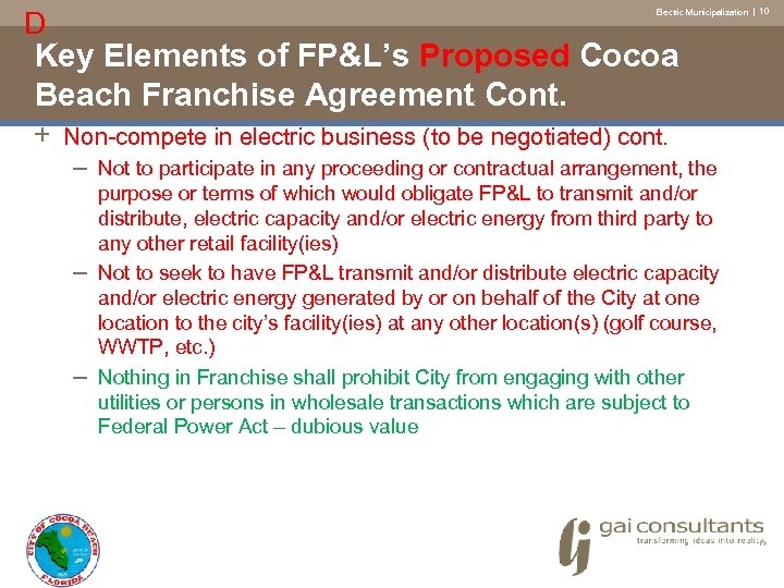 D Electric Municipalization | 10 Key Elements of FP&L’s Proposed Cocoa Beach Franchise Agreement