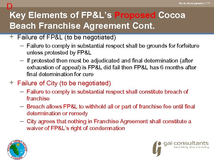 D Electric Municipalization | 12 Key Elements of FP&L’s Proposed Cocoa Beach Franchise Agreement