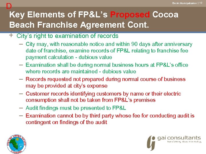 D Electric Municipalization | 13 Key Elements of FP&L’s Proposed Cocoa Beach Franchise Agreement