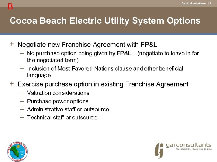 B Electric Municipalization | 4 Cocoa Beach Electric Utility System Options + Negotiate new