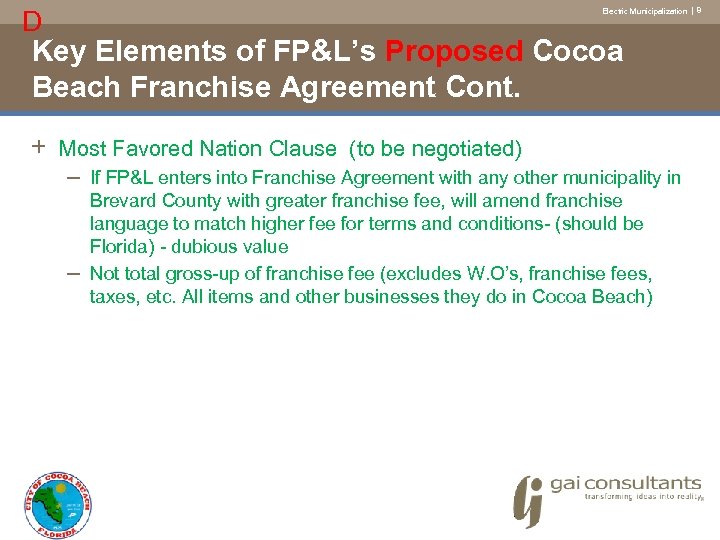 D Electric Municipalization | 8 Key Elements of FP&L’s Proposed Cocoa Beach Franchise Agreement