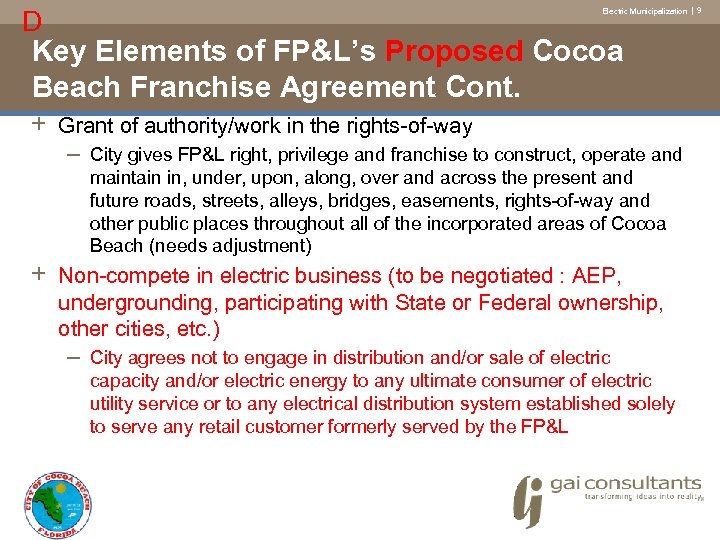 D Electric Municipalization | 9 Key Elements of FP&L’s Proposed Cocoa Beach Franchise Agreement