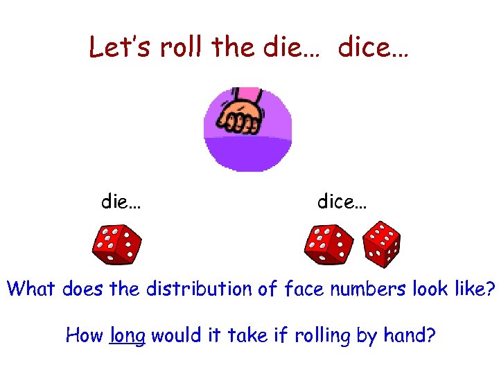 Let’s roll the die… dice… What does the distribution of face numbers look like?
