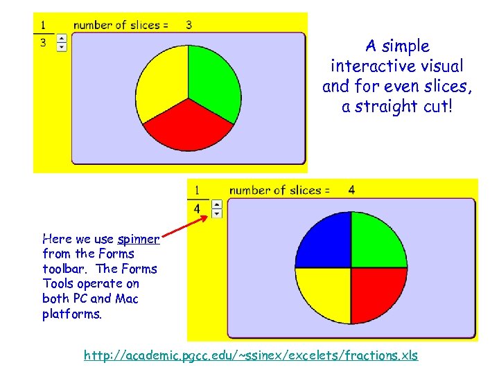 A simple interactive visual and for even slices, a straight cut! Here we use