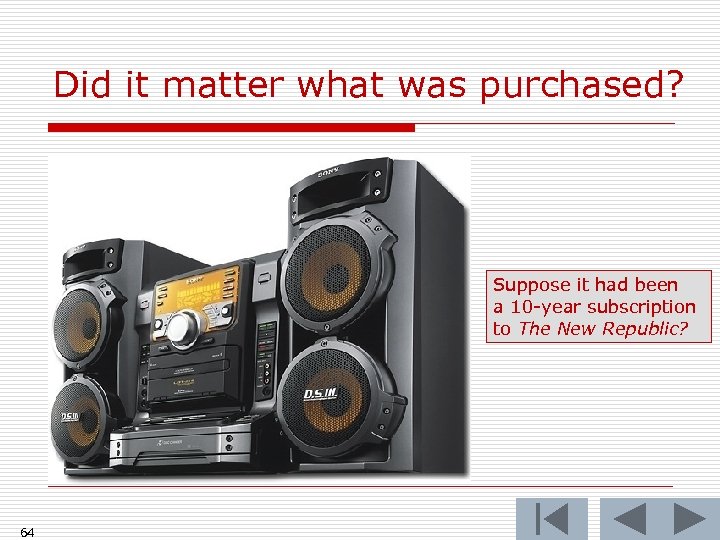 Did it matter what was purchased? Suppose it had been a 10 -year subscription