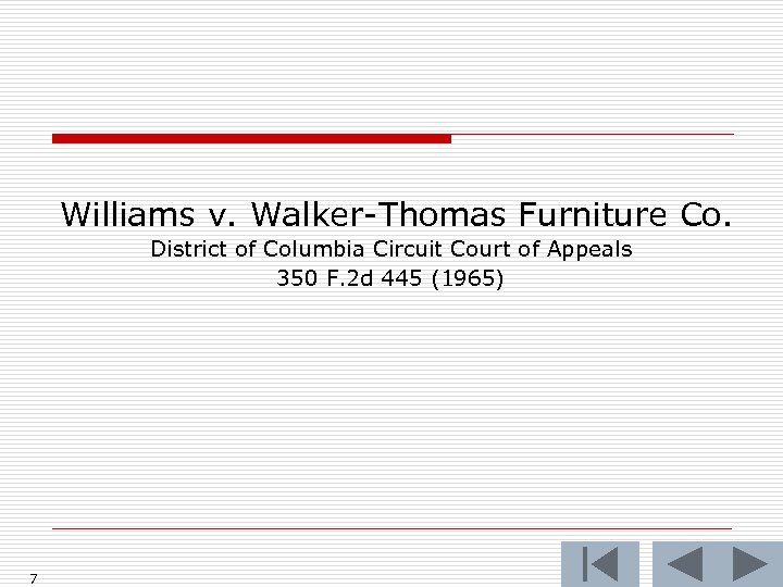Williams v. Walker-Thomas Furniture Co. District of Columbia Circuit Court of Appeals 350 F.