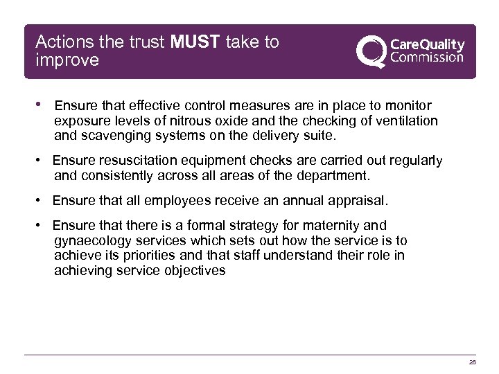 Actions the trust MUST take to improve • Ensure that effective control measures are