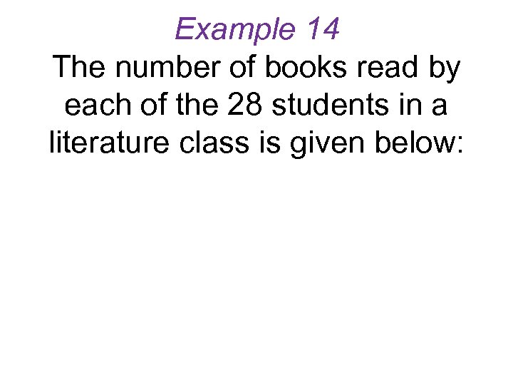 Example 14 The number of books read by each of the 28 students in