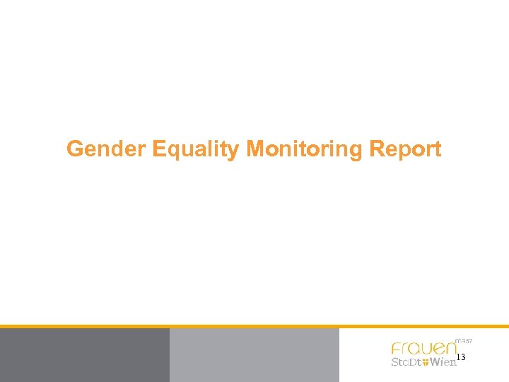 Gender Equality Monitoring Report 13 