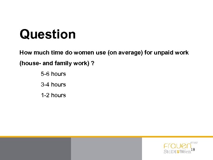 Question How much time do women use (on average) for unpaid work (house- and