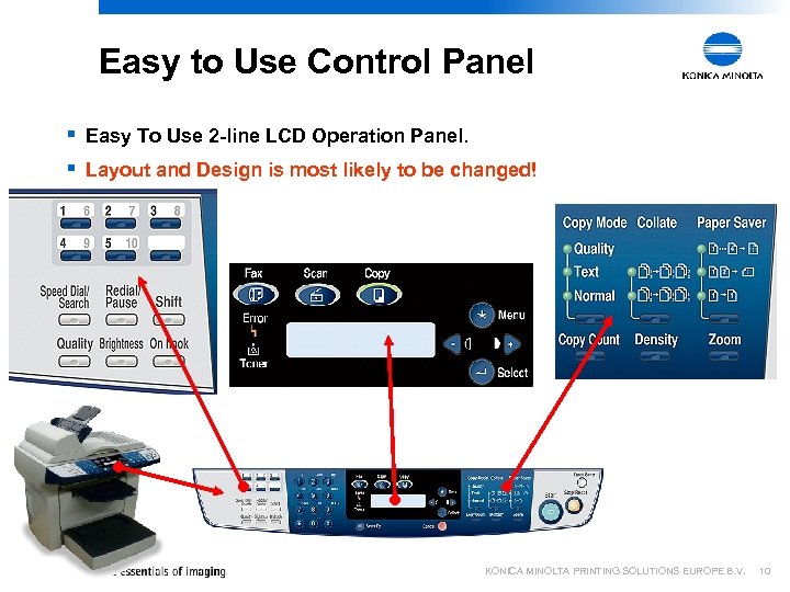 Easy to Use Control Panel § Easy To Use 2 -line LCD Operation Panel.
