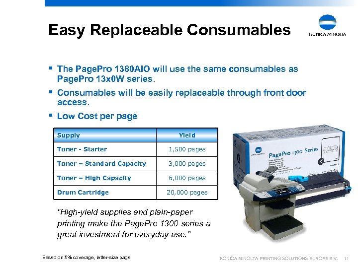 Easy Replaceable Consumables § The Page. Pro 1380 AIO will use the same consumables