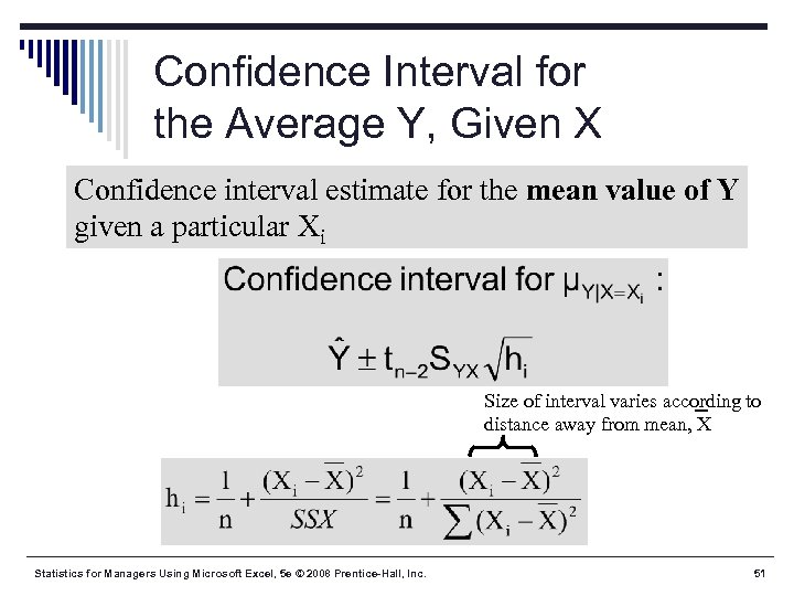 Confidence Interval for the Average Y, Given X Confidence interval estimate for the mean