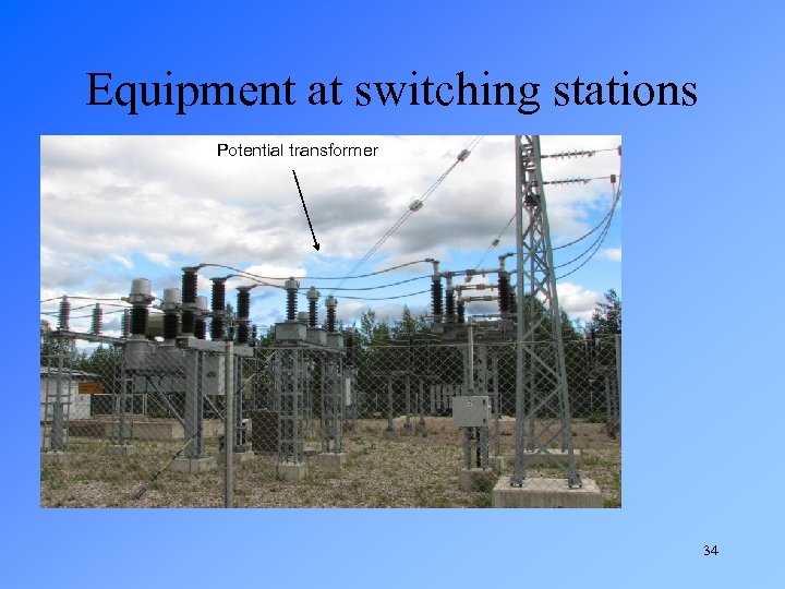 Equipment at switching stations Potential transformer 34 