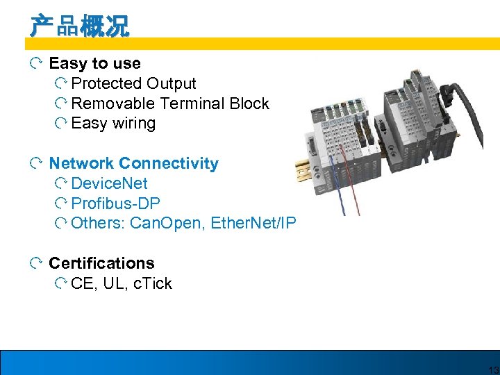 产品概况 Easy to use Protected Output Removable Terminal Block Easy wiring Network Connectivity Device.