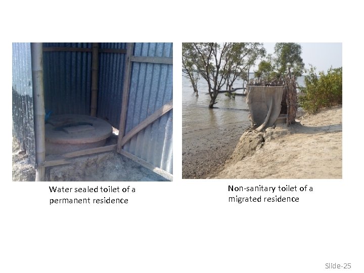 Water sealed toilet of a permanent residence Non-sanitary toilet of a migrated residence Slide-25