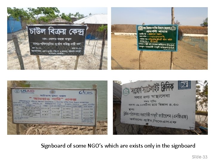 Signboard of some NGO’s which are exists only in the signboard Slide-33 