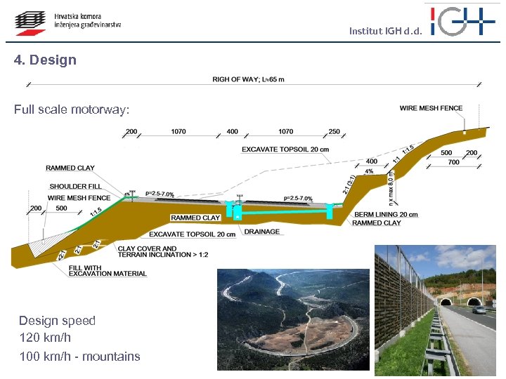 Institut IGH d. d. 4. Design Full scale motorway: Design speed 120 km/h 100